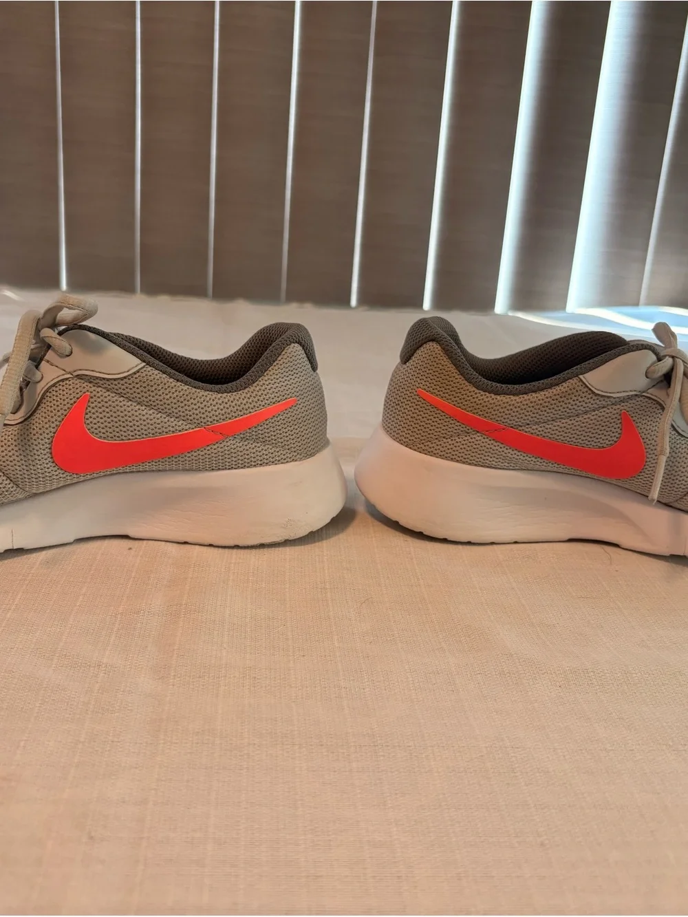 Nike Kids Gray Sneakers with Bright Coral Swoosh
